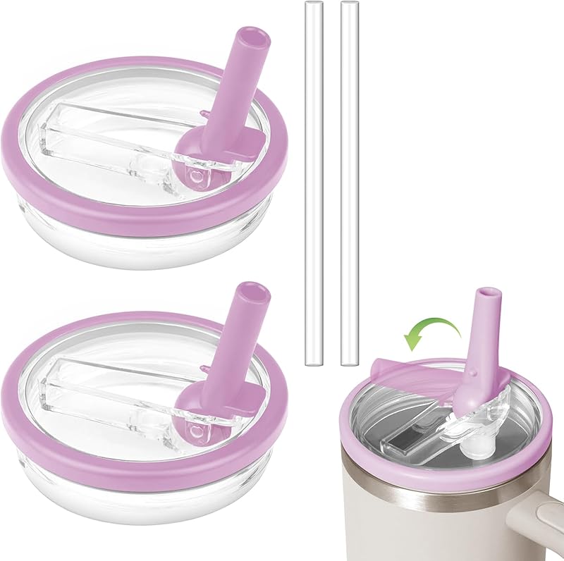 2 Pack Stanley Quencher 30 OZ Flip Straw Lid - Leak Proof Replacement for H2.0 FlowState Tumbler, Reusable Spill Proof Cup (Dark Blue)