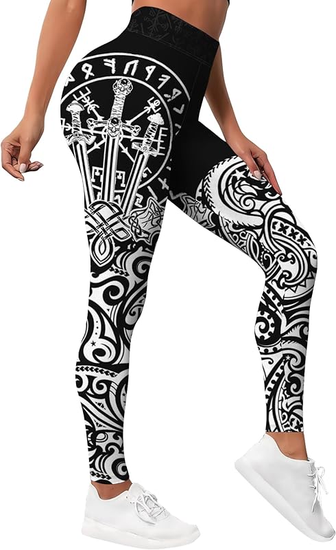 Leggings for Women Workout Funny Printed Gym Athletic Womens Yoga Pants Camo Print Legging Camouflage Floral Tropical Pants
