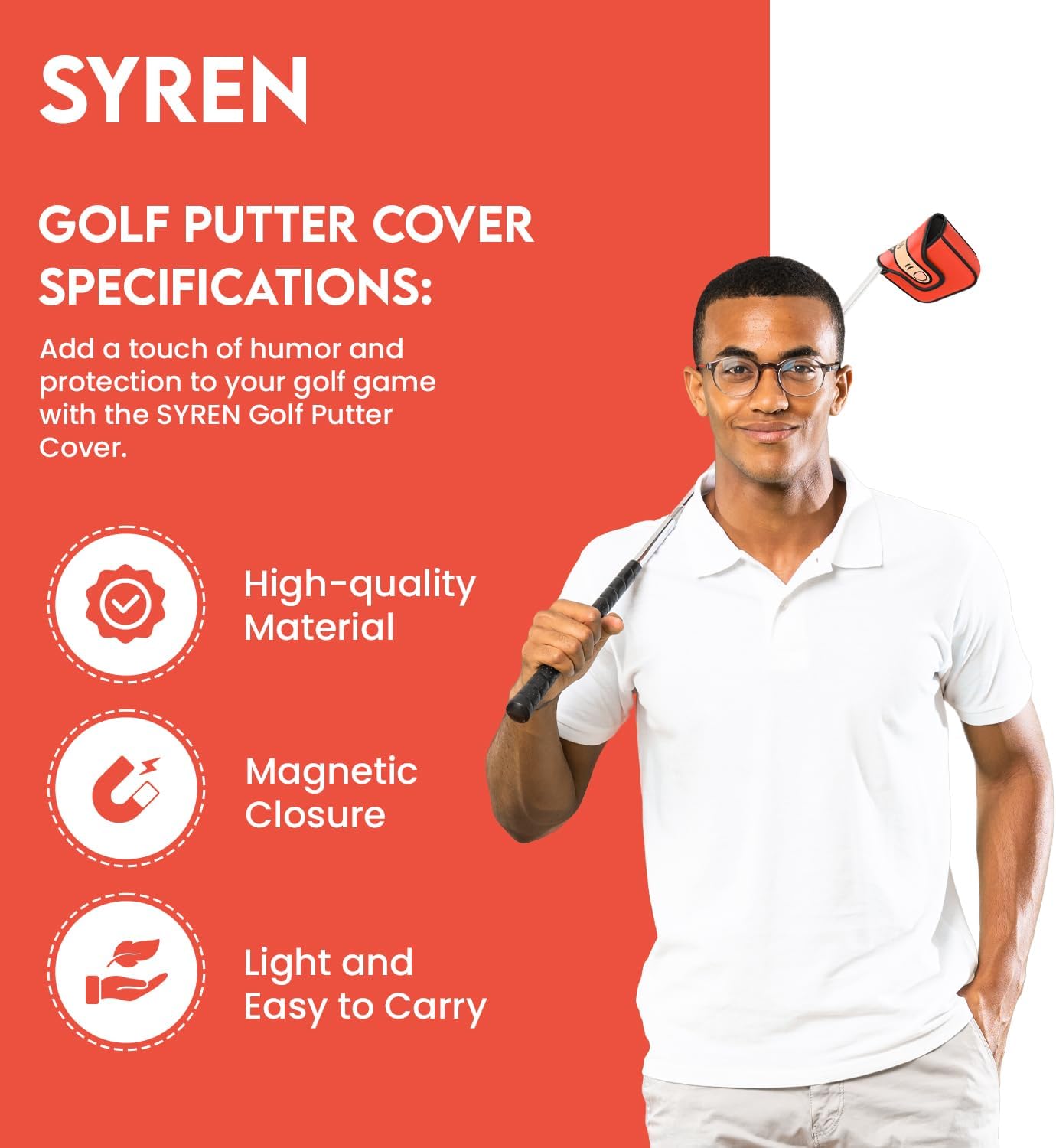 Middle Finger Golf Putter Head Covers - Premium Club Protector with Magnetic Closure | Essential & Funny Golf Accessories for Men