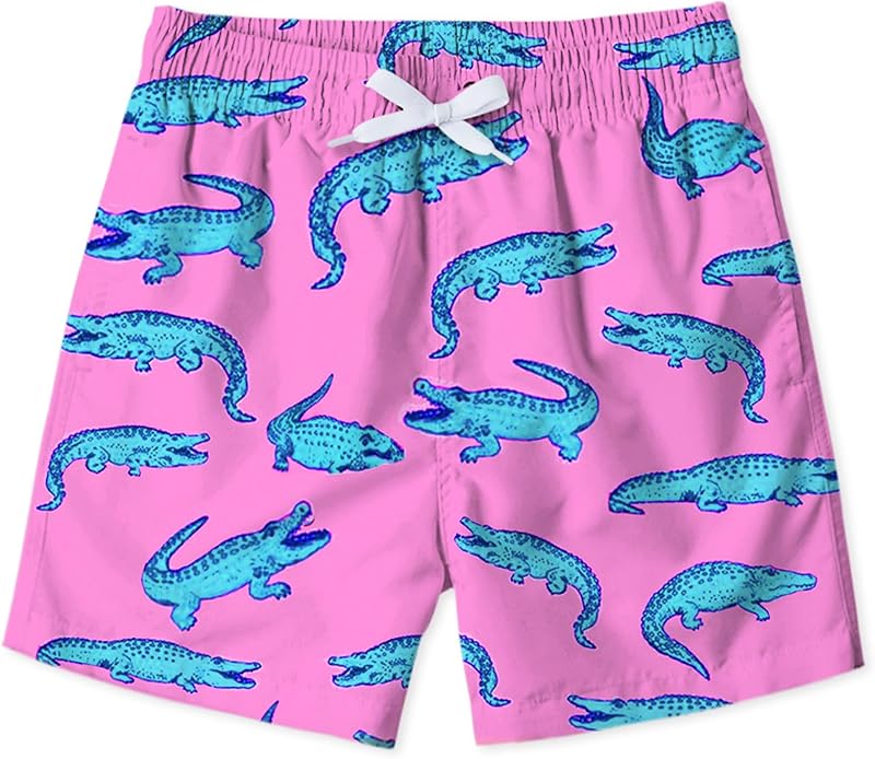 uideazone Boys Swim Trunks 3D Funny Print Surfing Board Shorts Quick Dry UPF 50+ Swimsuit Beachwear with Mesh Lining 2-12T