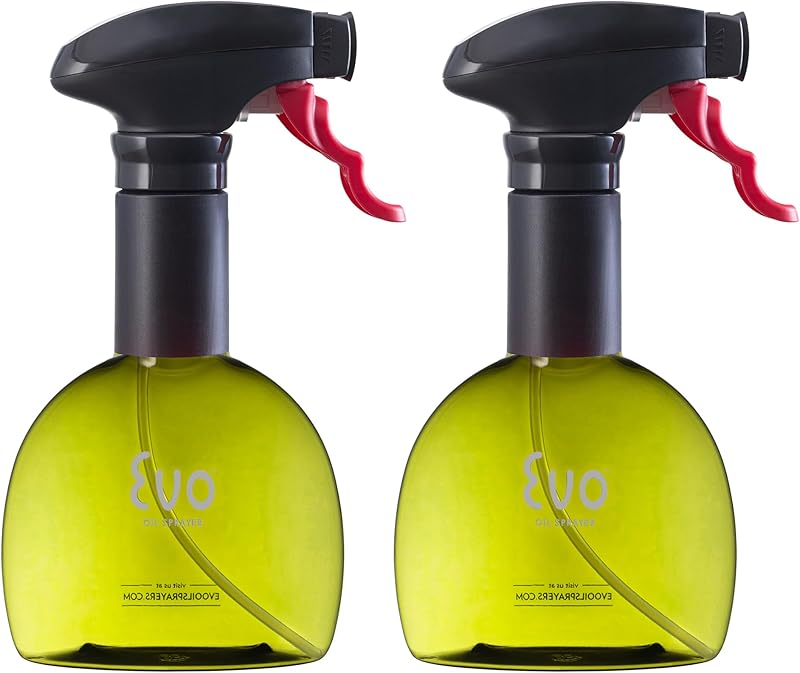 Evo Oil Sprayer Minis, Non-Aerosol for Olive, Cooking Oils, and Vinegars, 8-Ounce Capacity, 1 Each Yellow and Green