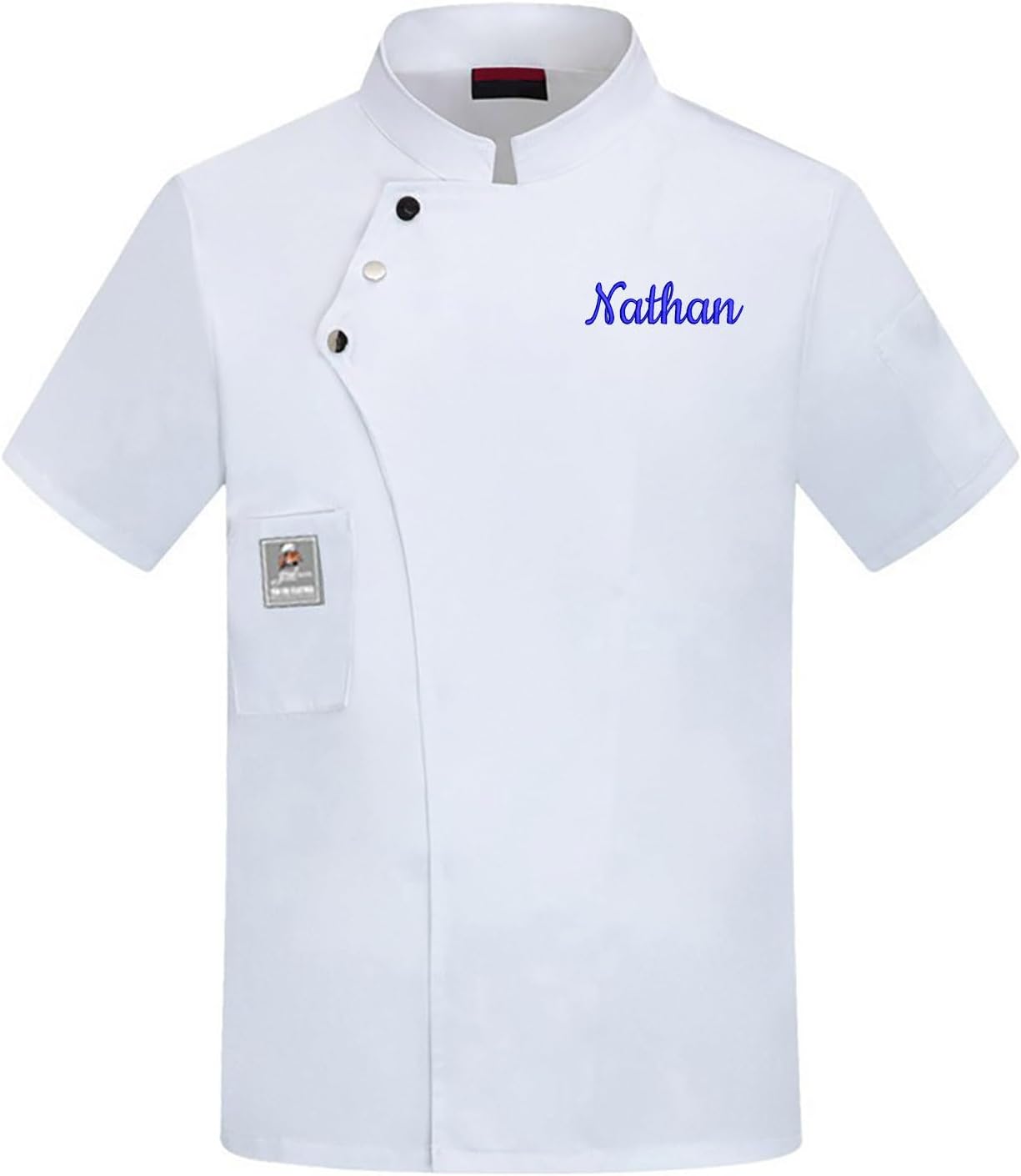 Custom Chef Coat Jacket With Embroidered Name Personalized Men's Short Sleeve Classic Chef Coat With Traditional Buttons