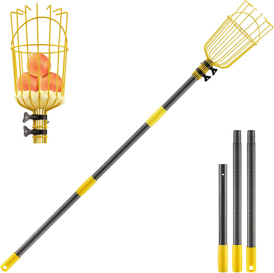 Fruit Picker Tool,Apple Picker Pole with Basket,5.5 FT Adjustable Fruit Picker Pole with Basket Telescoping,Sturdy Basket with Foam Pad for Picking Avocado Acorn Lemon Pear Mango……