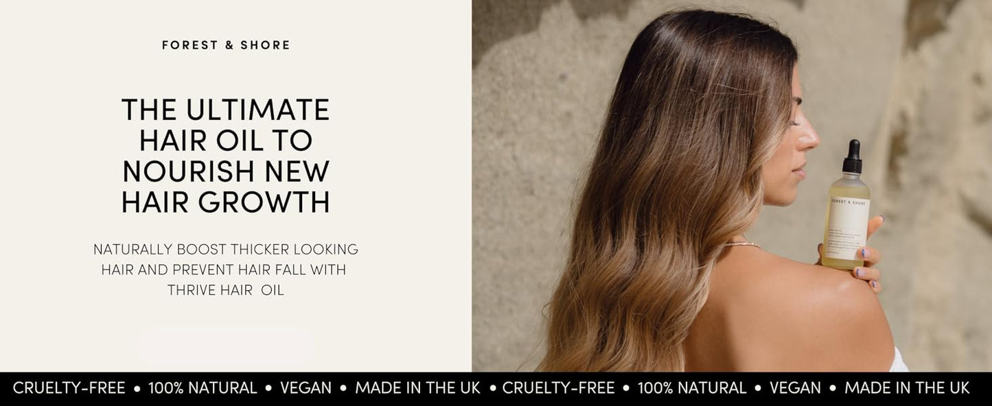 Forest & Shore Hair Growth Oil, 100% Natural, with Caffeine, Biotin, Castor , Argan & Rosemary, Effective Serum for Damaged Hair
