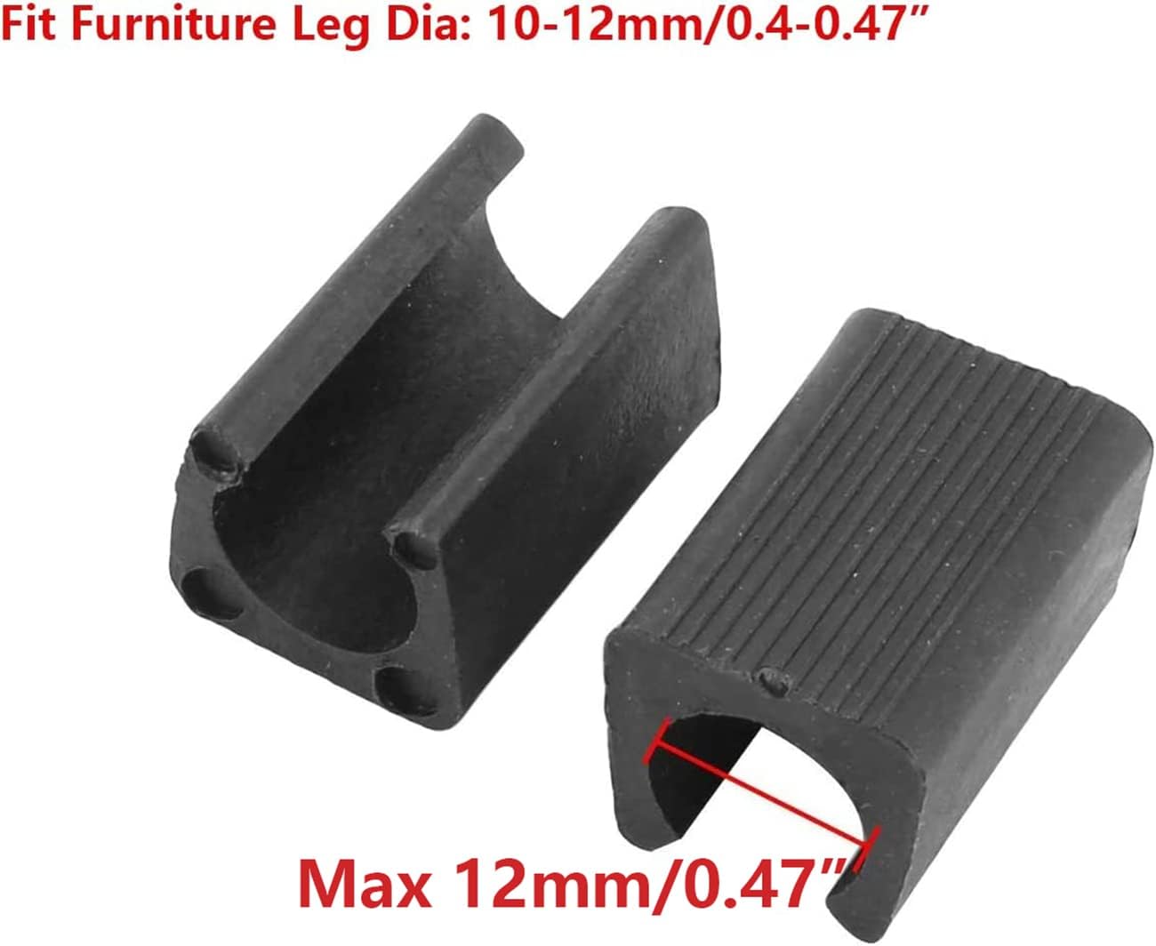 RANIT 20Pcs Slot Width Max 12mm Chair Foot U Shaped Floor Glides Tubing Caps Cover,Fit Furniture Leg Dia 12mm Black