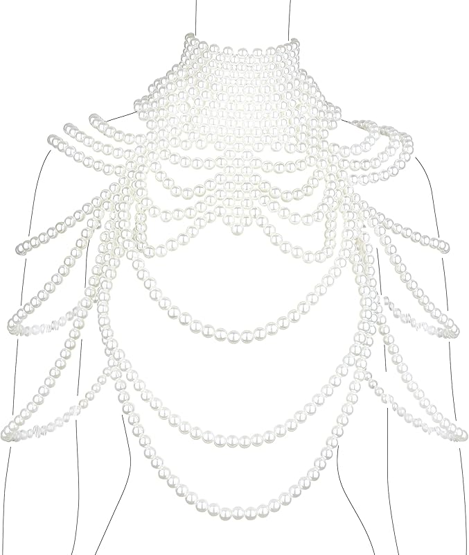 CCbodily Pearl Body Chain Bra - Fashion Shoulder Necklaces Bra Chain Body Jewelry