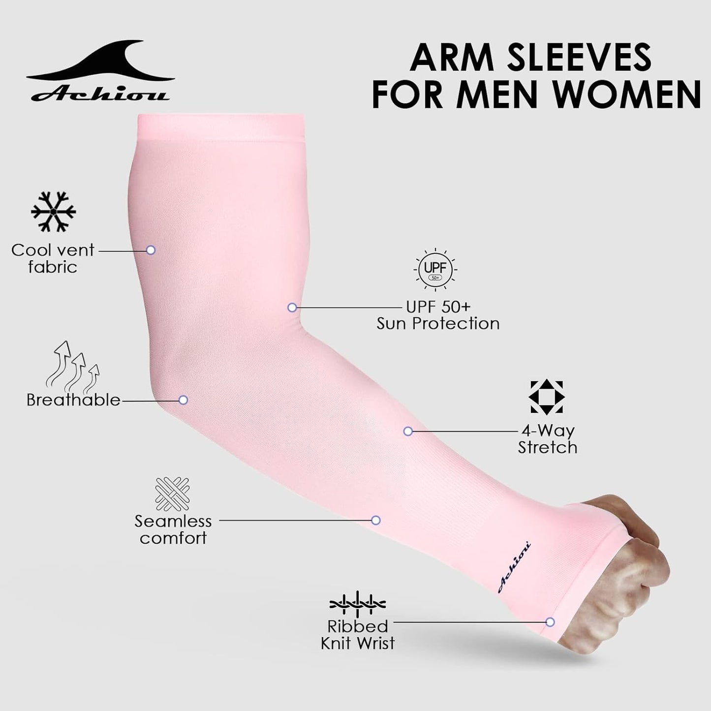 Achiou Arm Sun Sleeves Compression UV Protection Cooling for Men Women Summer Sunblock Basketball Football, Cover Arms Tattoo
