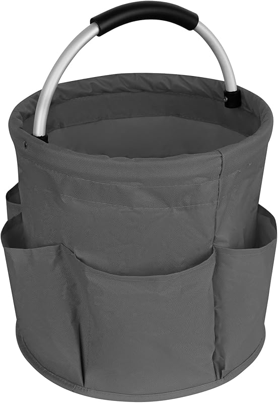 Collapsible Basket with Handles: Portable Picnic, Beach, Garden Harvest， Market Shopping Basket, Home Storage, Bathroom Organizer（Green）