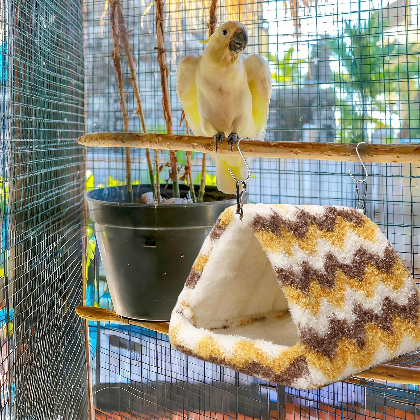 2 Pack Bird Nest House, Hanging Hammock Fluffy Parrots Bird Bed for Cage Bird Plush Nest Toy for Parrot Macaw Budgies Eclectus Parakeet Cockatiels Cockatoo Lovebird
