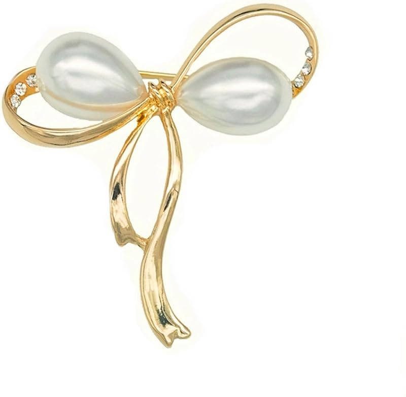brooches for women, la luen Bow Brooch Pins Sweater Shawl Clips Faux Pearl Brooch Pins for Women