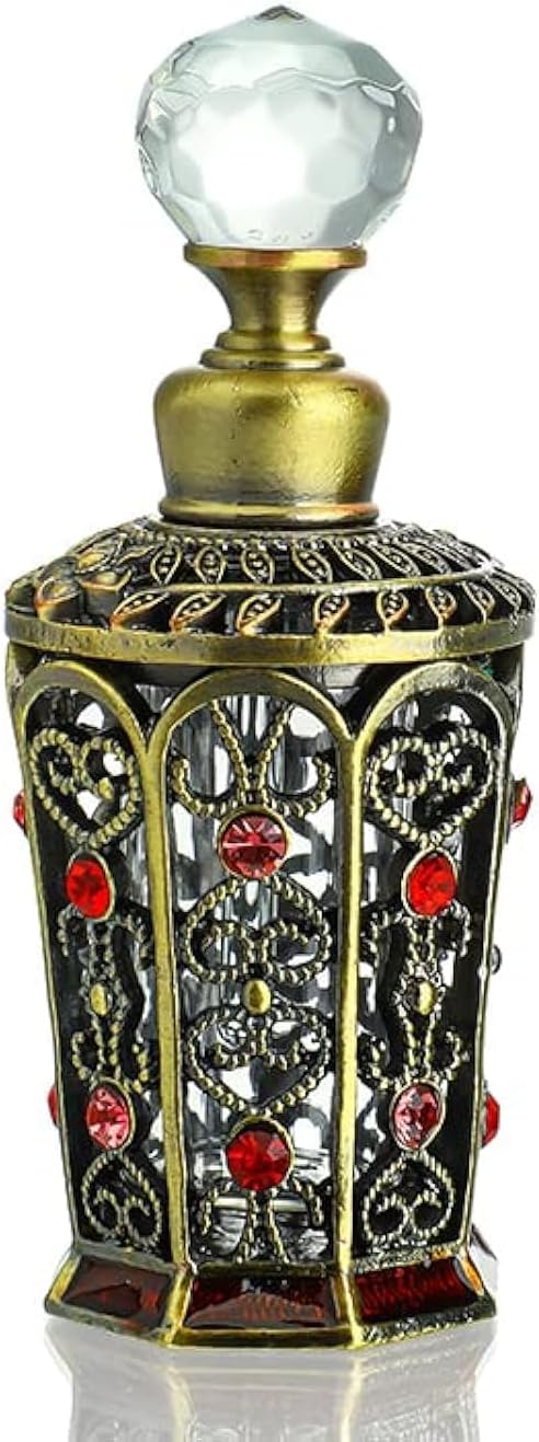 YU FENG Antique Glass Perfume Bottles Empty Vintage Jeweled Decorative Fancy Crystal Perfume Decanter Vials(10ml)