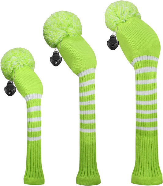 Scott Edward Golf Headcovers for Woods Set of 3 Fits Well Driver(460cc) Fairway Wood and Hybrid(UT) The Perfect Change for Golf Bag Classic Striped Style