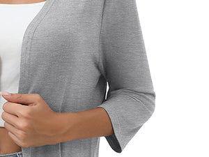 Women's 3/4 Sleeve Open Front Cardigan Casual Loose Lightweight Cardigans with Pockets