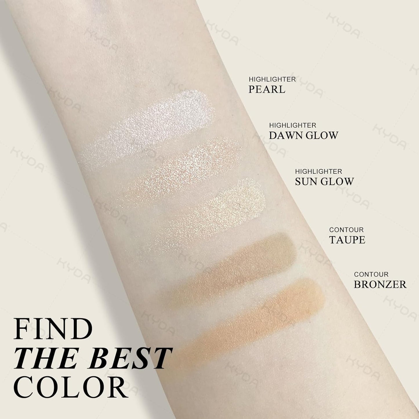KYDA Face Sculpting Contour Palette, Natural Shimmer Smooth Contour Pressed Powder, Ultra-fine Lightweight, Easy to Blend, Multiuse Baked Contour Makeup-BRONZER