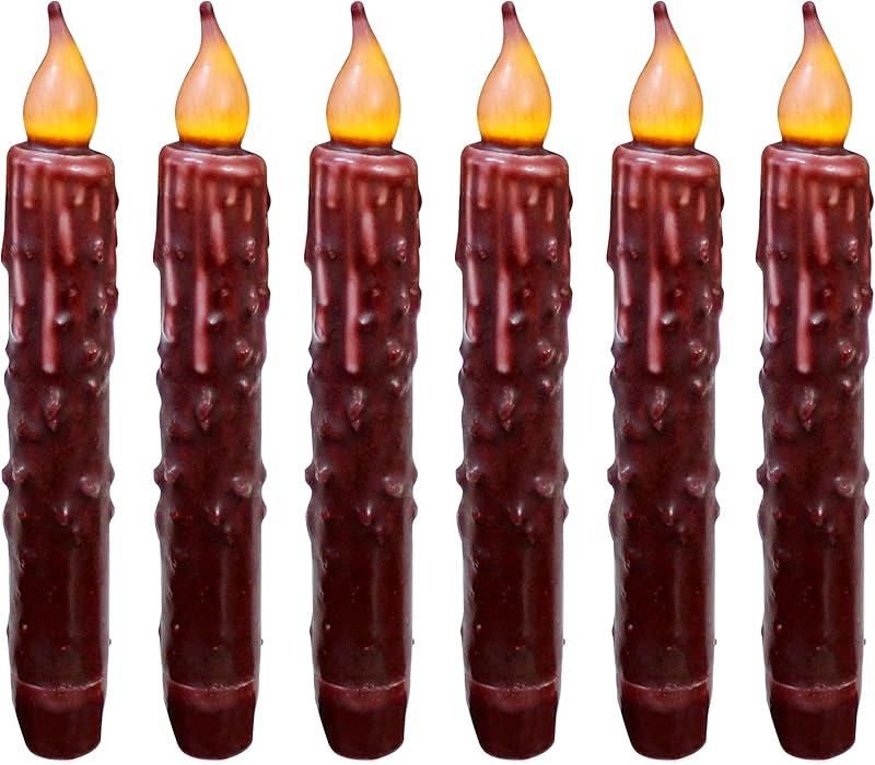 CVHOMEDECO. Real Wax Hand Dipped Battery Operated LED Timer Taper Candles Country Primitive Flameless Lights Décor, 6-3/4 Inch, Matt Black, 3 PCS in a Package