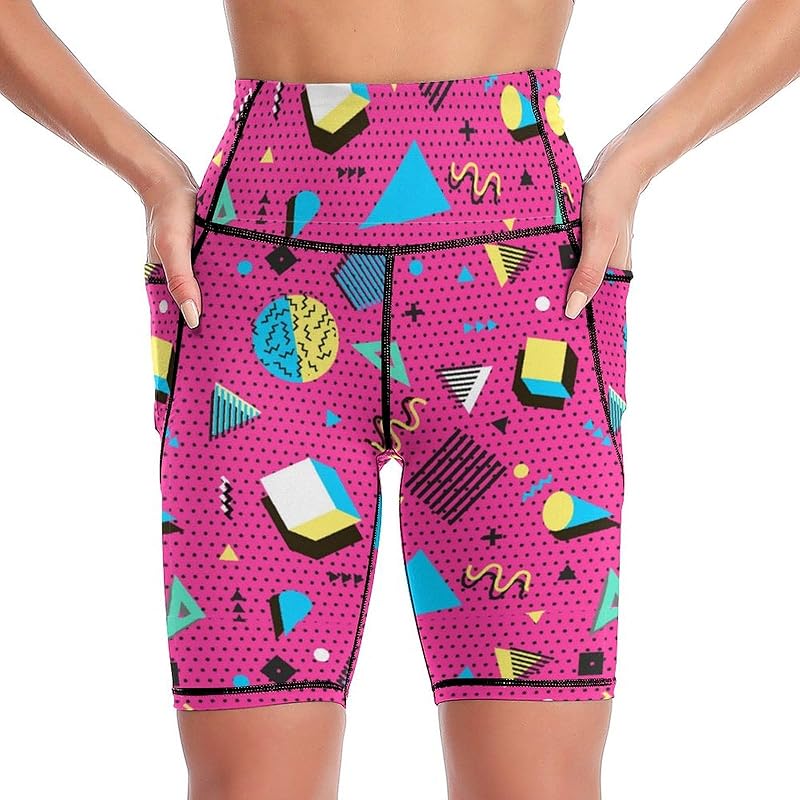 High Waist Workout Yoga Shorts for Women with Pockets Tummy Control Yoga Leggings Running Gym Biker Shorts
