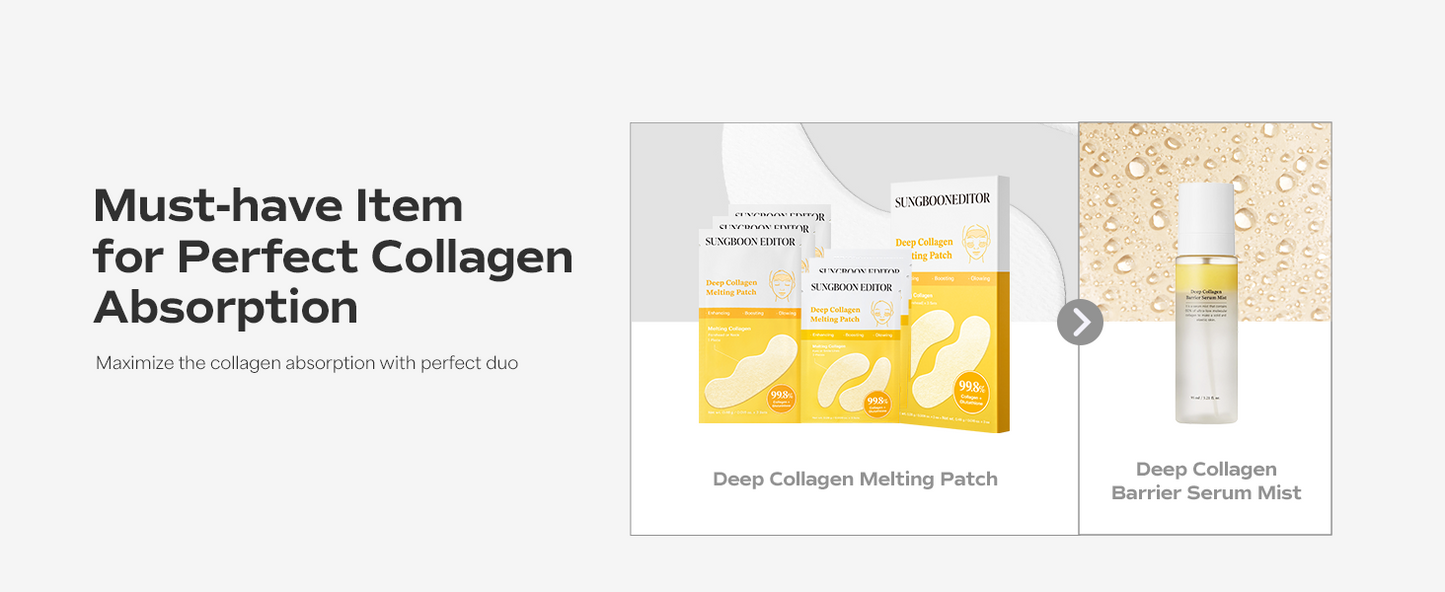 SUNGBOON EDITOR Deep Collagen Melting Patch | Real Collagen, Glutathione, Glass Skin, Skin Firming for Deep Wrinkle, Spot Correcting, Collagen Patches, Under Eye Mask, Korean Skin Care, 1.13 ounces