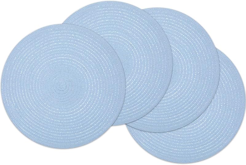 SHACOS Round Braided Placemats Set of 4 Round Table Mats for Dining Tables 15 inch Washable Kitchen Table Place Mats Indoor (Beige, 4)