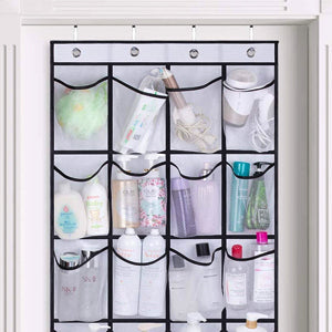 MISSLO Over The Door Shoe Organizer 24 Large Mesh Pockets, White