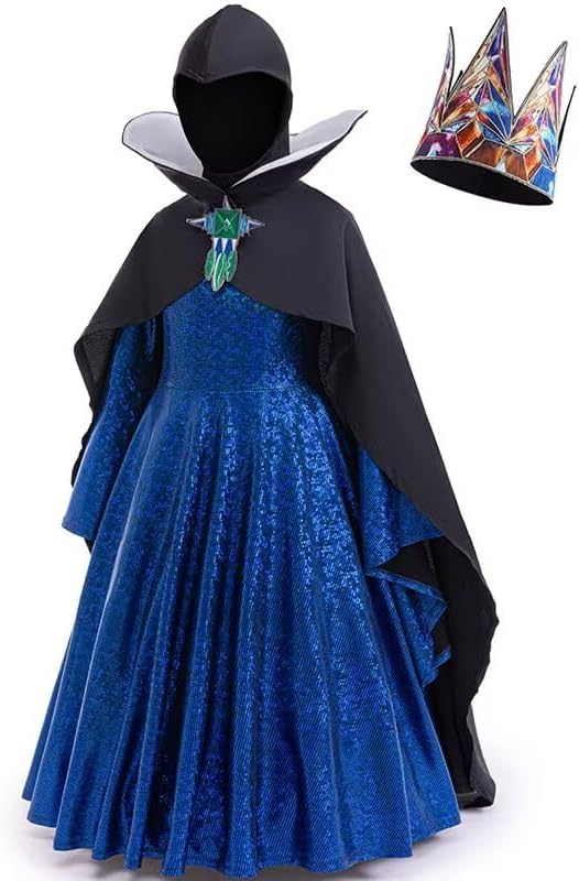 Evil Queen Costume for Girls Halloween Cosplay Clasic Dress Up 4PCS Set