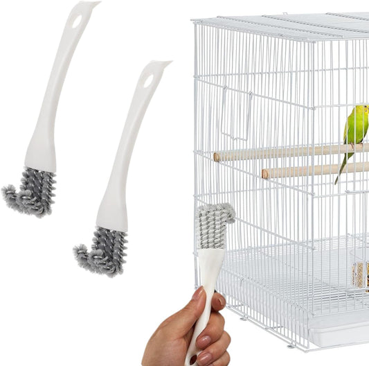 2 Pcs Bird Cage Brush with Scraper - Bird Cage Cleaner for Cleaning Kennels Perches Poop Remover Parrot Parakeet Pet Cage Accessories (2 Pcs)