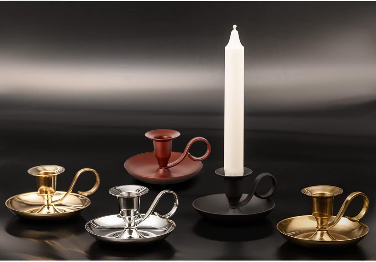 Hand Candlestick Classic Brass Gold Antique Candle Holder Height 5cm for Candles up to Ø2cm Candlestick 10891