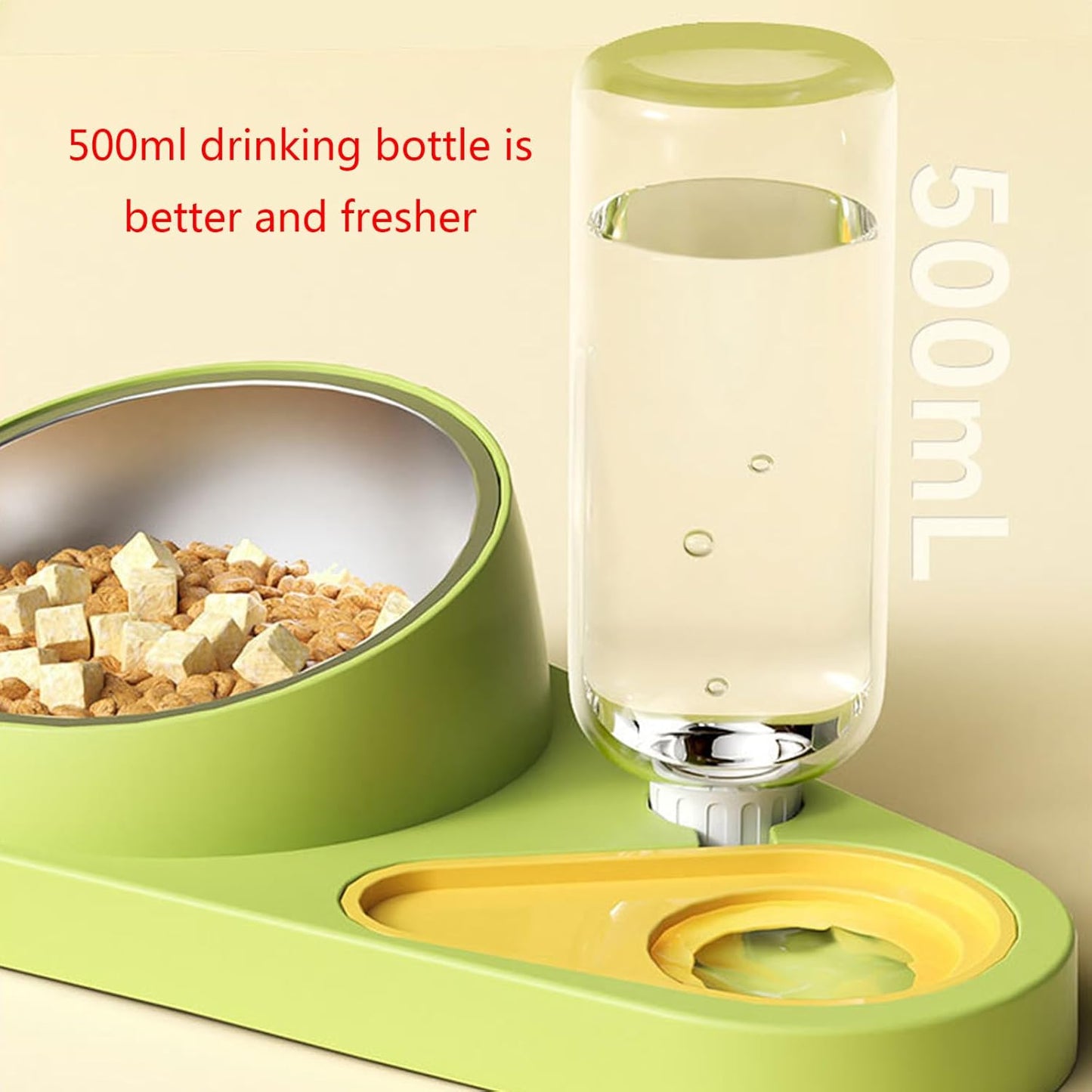 Dog Feeder Set Tilted Postures Cats Food Bowl Anti-Vomiting Raised Bowls with Water Dispenser Bottle Easy to