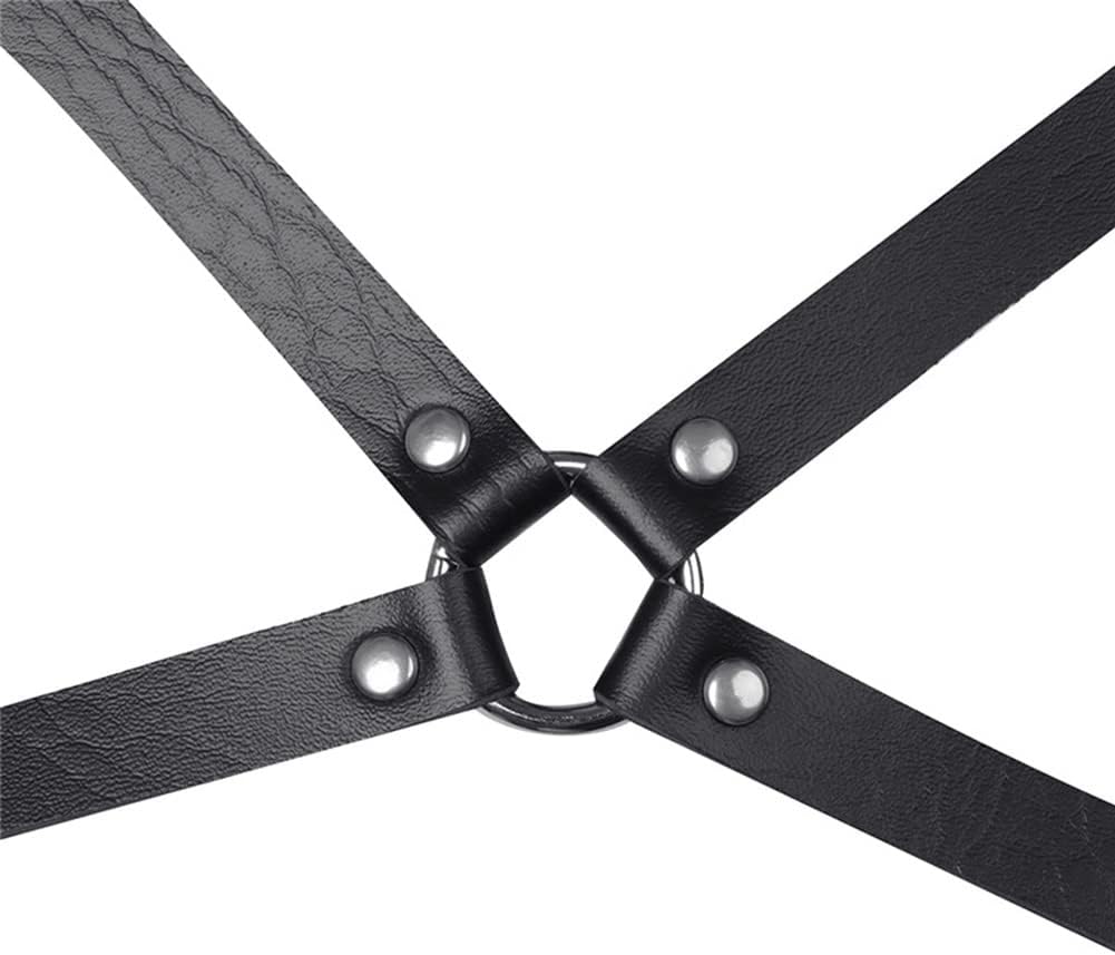 Leather Chest Straps Harness Body Chain Heart Harajuku Punk Caged Bra Waist Belts with Choker Collar for Women Rave Outfits