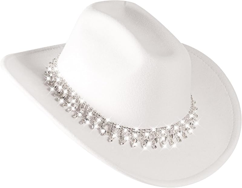 Womens Cowboy Hat Rhinestone Hat Western Cowgirl Hat Wide Brim Diamond-Glitter Size:Medium-Large