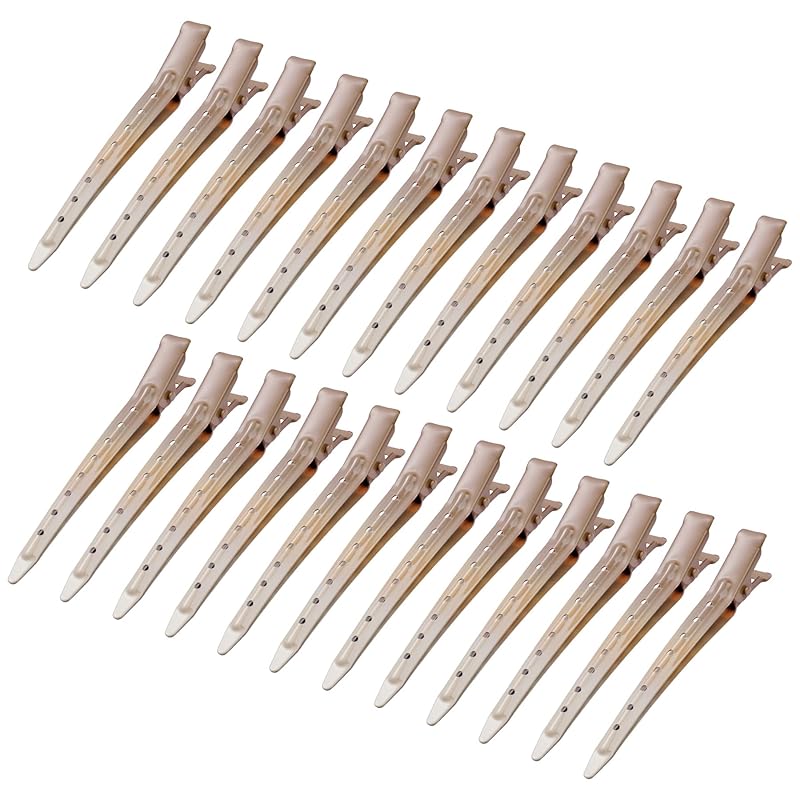 24 Packs Duck Bill Clips, Bantoye 3.5 Inches Rustproof Metal Alligator Curl Clips with Holes for Hair Styling, Hair Coloring, Silver