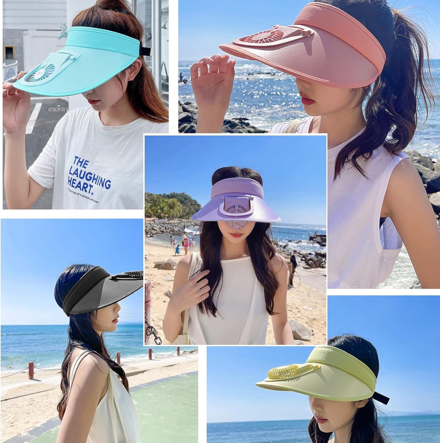 Sun Visors Hat with Fan for Women - Fan Visor Hat - Three Gear Mediation and Large Area Sun Protection