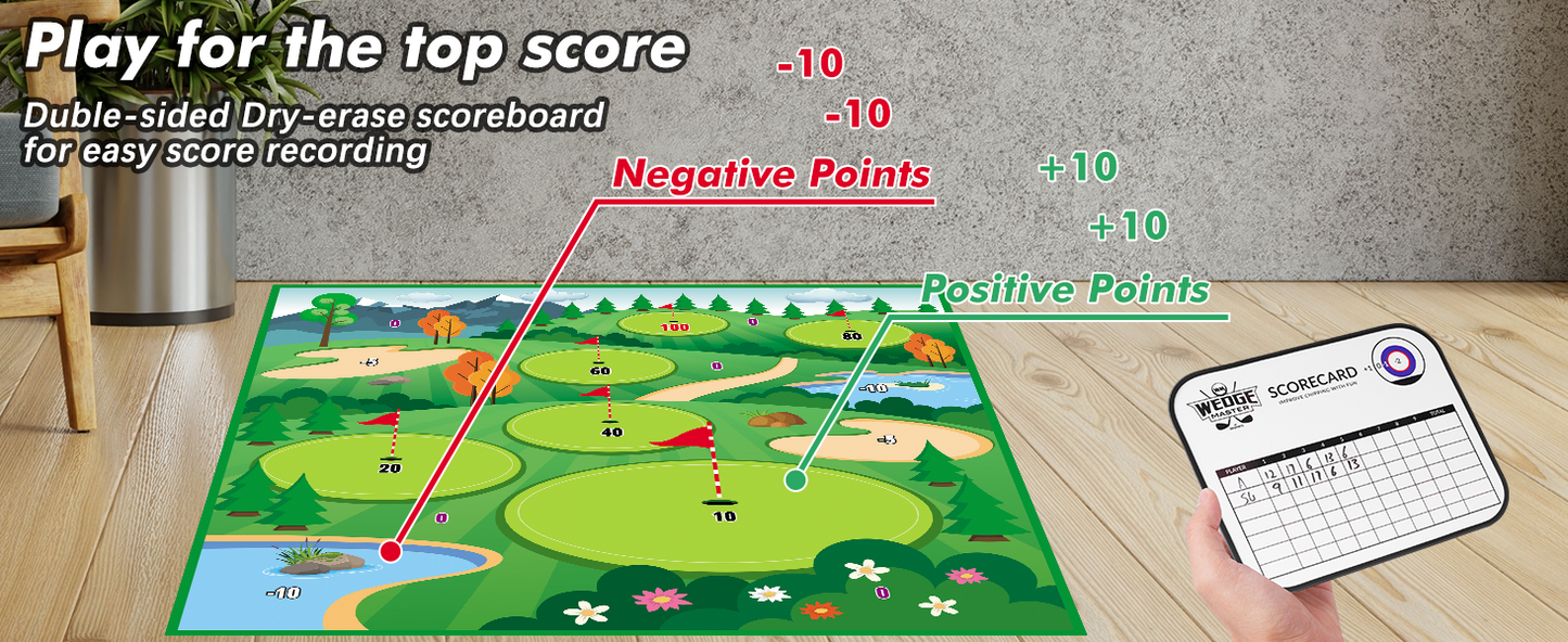 VATOS Golf Chipping Game Mat with Club, Golf Practice Mats Golf Training Mat Indoor Outdoor for Kids Adults Family, Golf Hitting Mat with 20 Balls, Play Equipment Stick Chip Golf Set Backyard Game