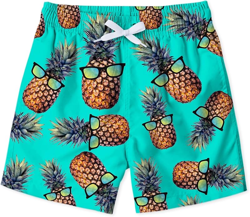 uideazone Boys Swim Trunks 3D Funny Print Surfing Board Shorts Quick Dry UPF 50+ Swimsuit Beachwear with Mesh Lining 2-12T