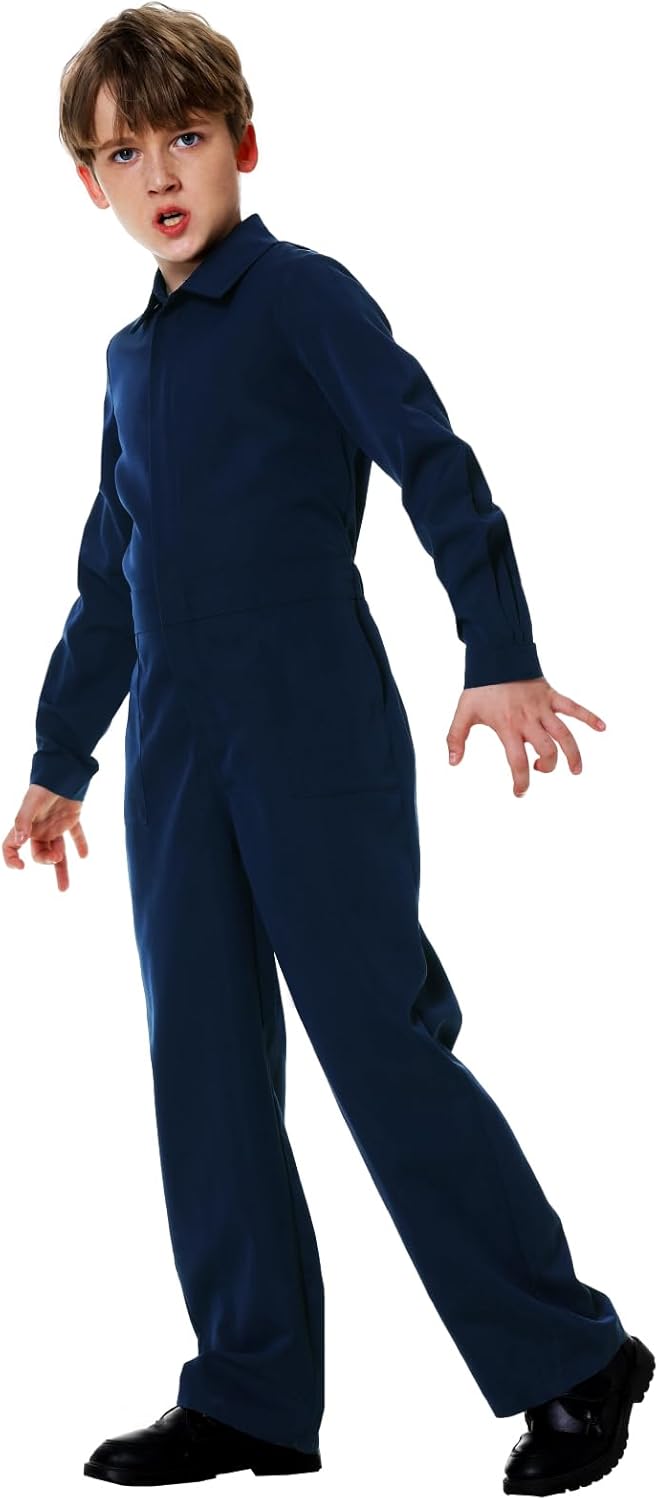 AOBUTE Kids Halloween Boys Solid Color Jumpsuit with Pockets 3-14 Years