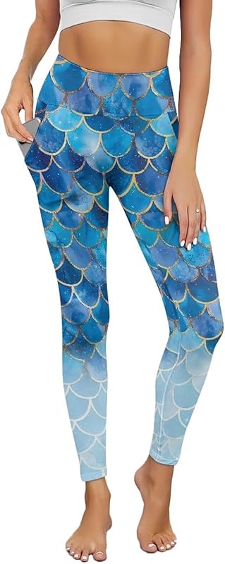 Poceacles Yoga Pants for Women with Pockets Full Length Workout Leggings High Waist Tummy Control Lounge Pants Activewear