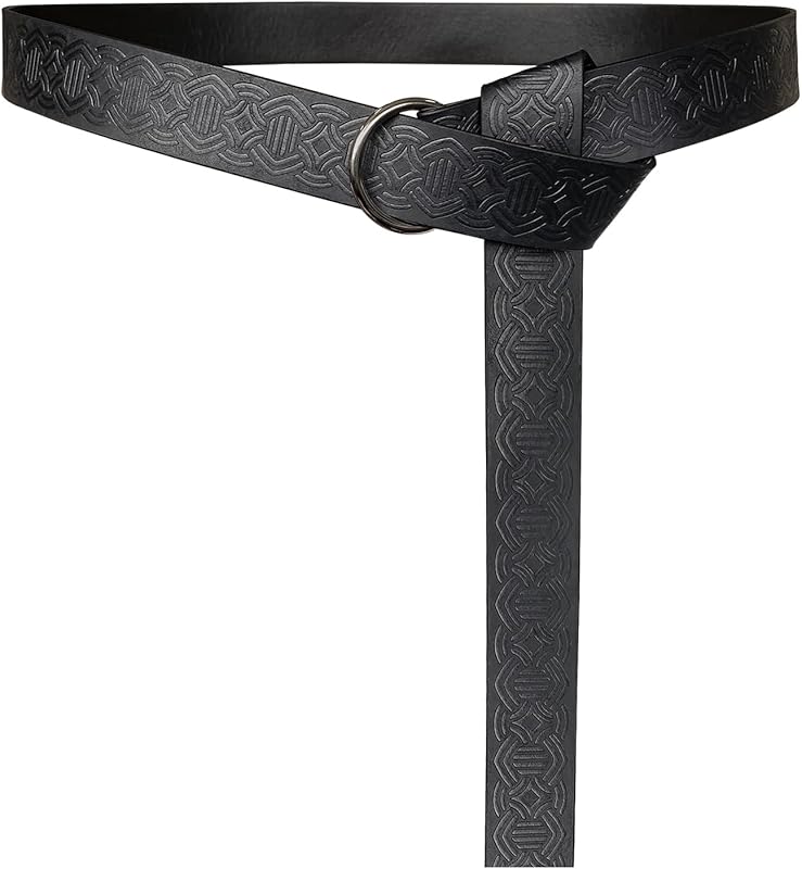 HiiFeuer Medieval Embossed PU Leather O-Ring Belt, Retro Renaissance Knight Belt