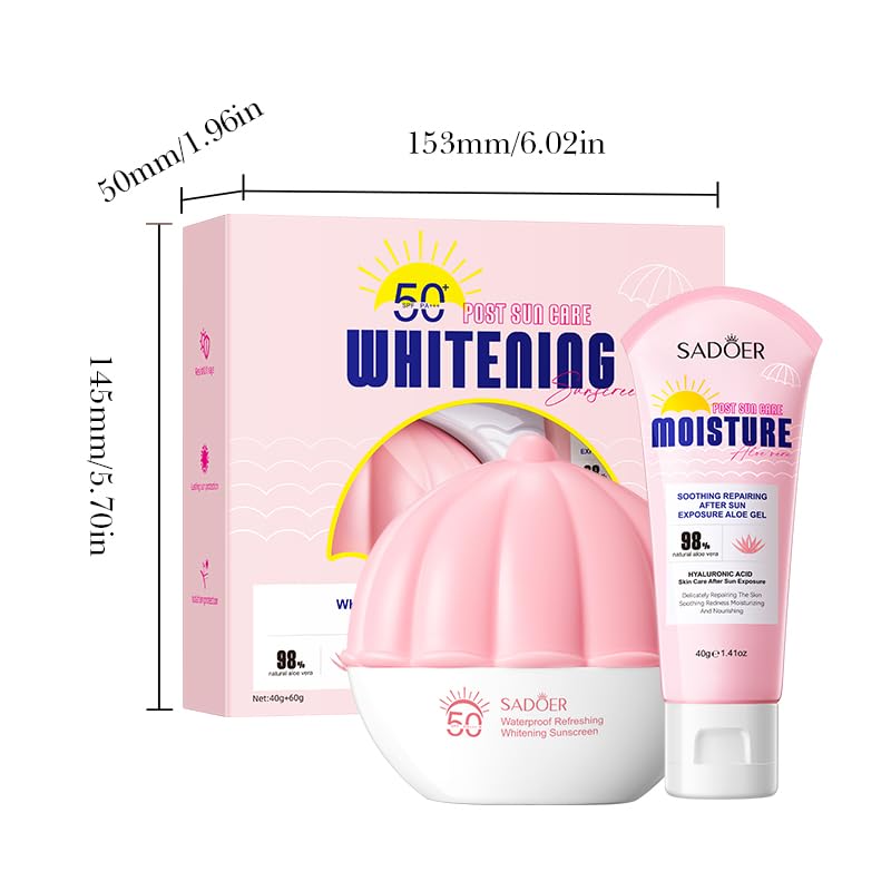 Travel-Size Sunscreen Set - 40ml Face SPF 50+ & 60ml Body Lotion, TSA-Approved, Reef-Safe, Broad Spectrum UVA/UVB Protection, Non-Greasy with Vitamin E & Aloe Vera