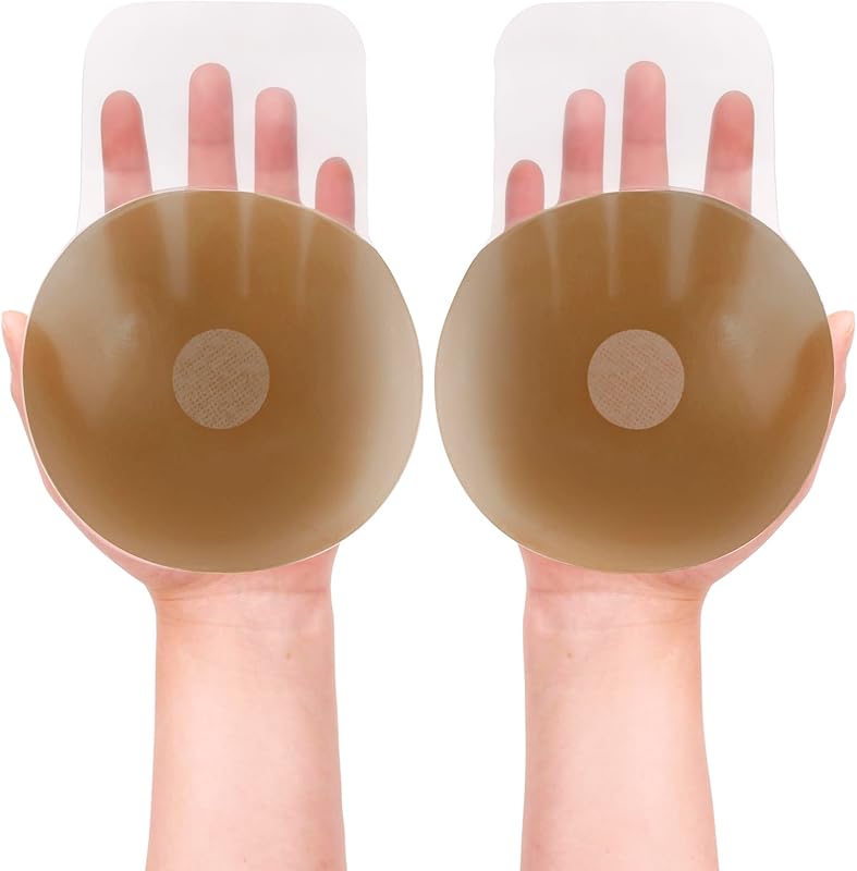 Shintrend Nipple Cover for Women: Silicone Breast Lift Pasties 5.1inch Reusable Adhesive Sticky Bra with Bob Tape
