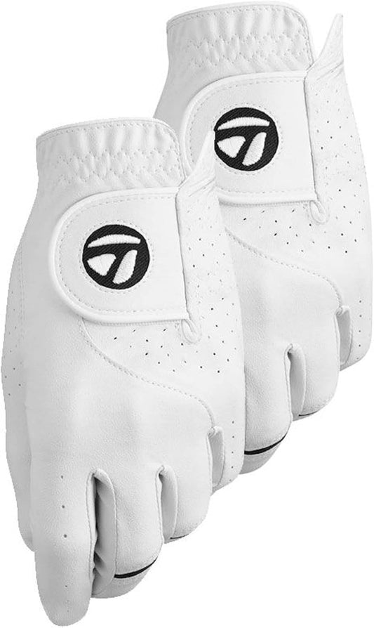 TaylorMade Golf STRATUS TECH GLOVE 2-PACK (WHITE, LEFT HAND, MEDIUM), WHITE(MEDIUM, WORN ON LEFT HAND)