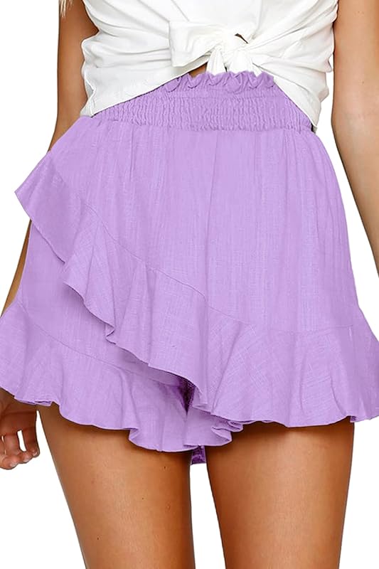 FRTROIN Skorts Skirts for Women Fashion Mini Wrap Skirt Flowy Linen Cotton High Waisted Shorts for Summer