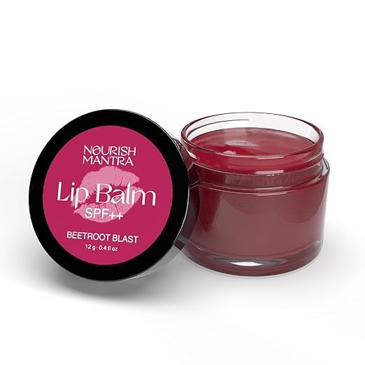 Nourish Mantra Beetroot & Rose Lip Balm with SPF | Made with Beetroot Extracts, Rose Extracts, Olive oil, Shea Butter, Vitamin E & Avocado Oil | For Dry, Chapped and Dark Lips | Best for Women and Men