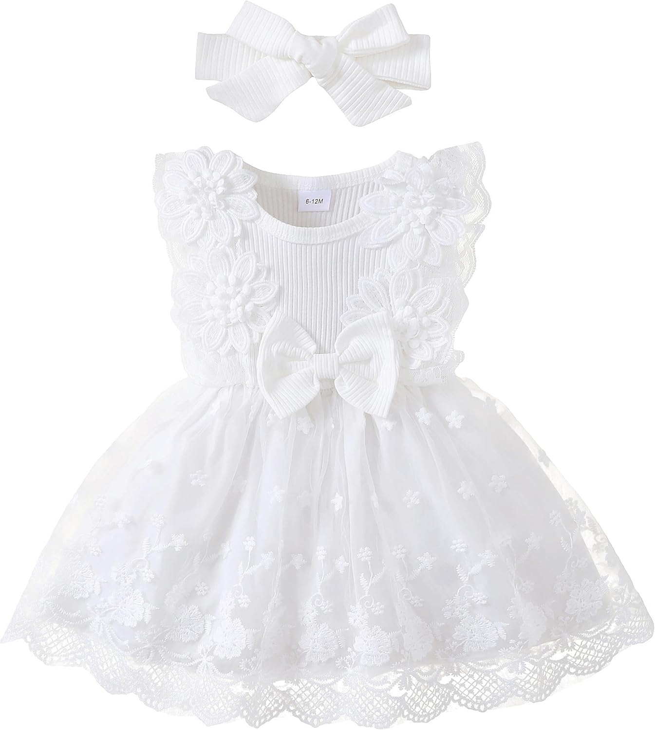 Renotemy Baby Girl Flower Dress Summer, Tutu Tulle Boho Princess Wedding Birthday Party Dresses for Infant Girls 0-18 Months