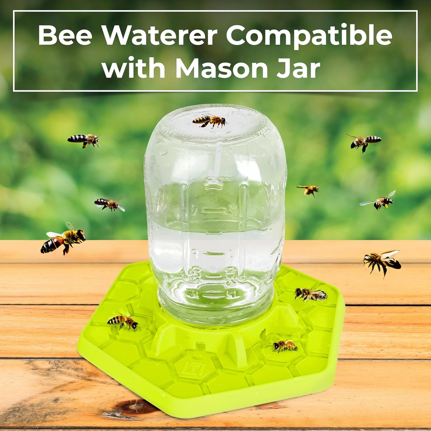 Bee Feeder for Mason Jar Made of Silicone - Bee Watering Station for Garden Compatible with Regular Mouth Mason Jars (2 Pack)