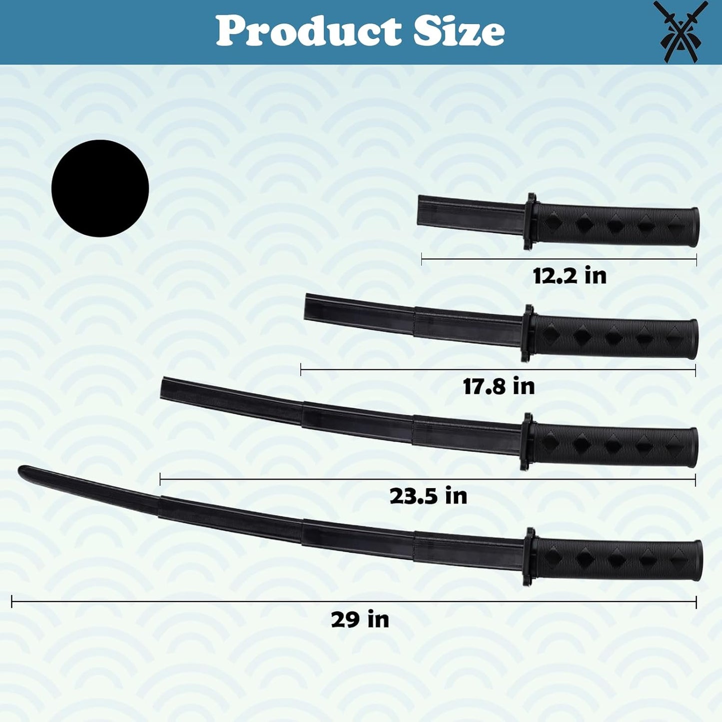 2PCS 3D Printed Gravity Retractable Samurai Sword Model Toys, Plastic Katana Sword Toy, Telescopic Anime Plastic Swords, Swords for Boys & Adults(Black)