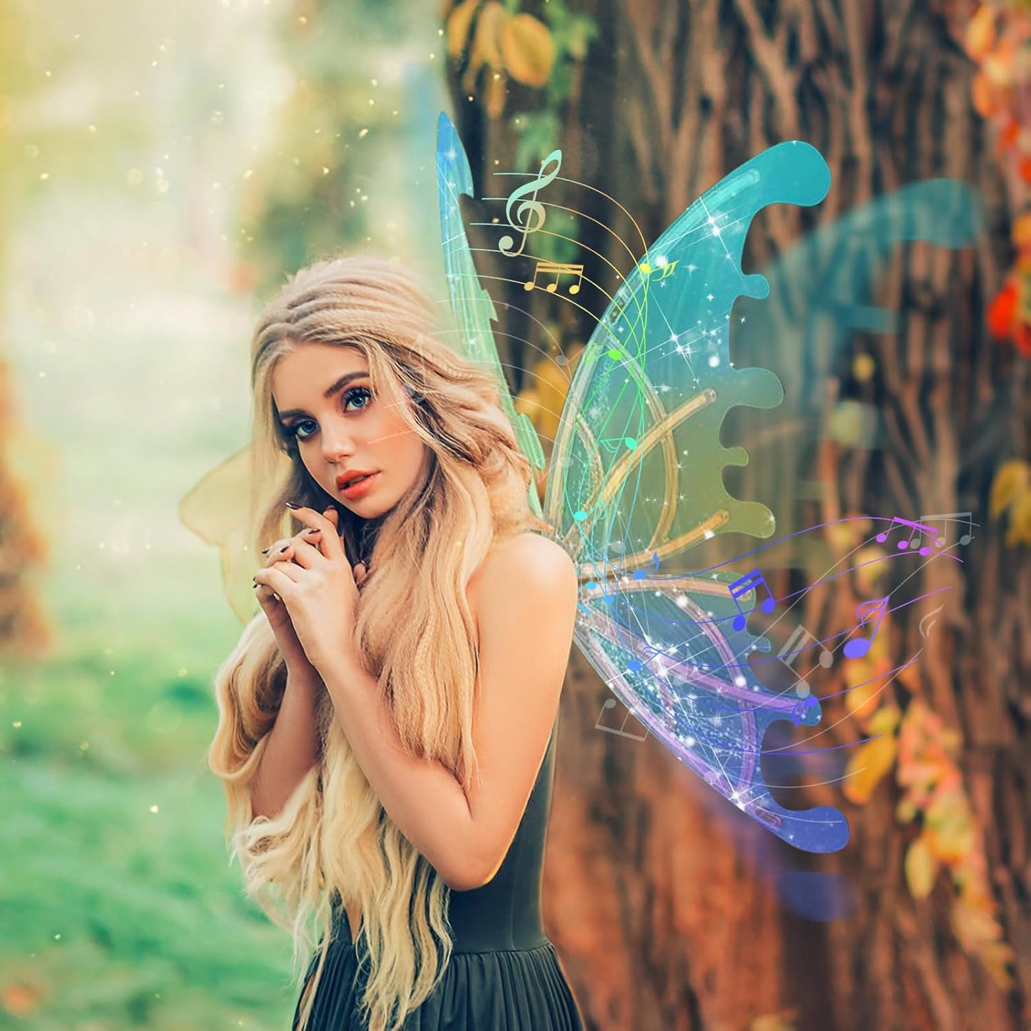 GOLDGE LED Electric Fairy Wings for Girls, Moving Butterfly Wings with Lights & Music, Toy for Halloween, Valentine, Birthday, Christmas, Party Costume, Princess Cosplay and Dress-Up (Multicolored)