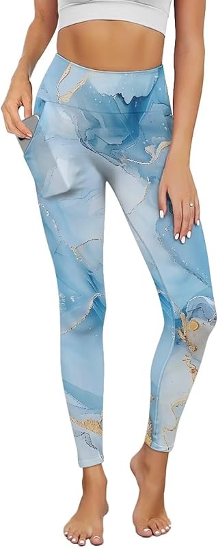 Poceacles Yoga Pants for Women with Pockets Full Length Workout Leggings High Waist Tummy Control Lounge Pants Activewear