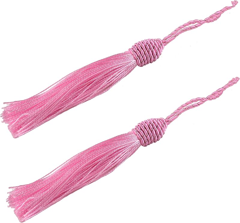 Makhry 20pcs 15.5cm/6 Inch Silky Floss Bookmark Tassels with 2-Inch Cord Loop and Small Chinese Knot for Jewelry Making, Souvenir, Bookmarks, DIY Craft Accessory (Peach Pink)
