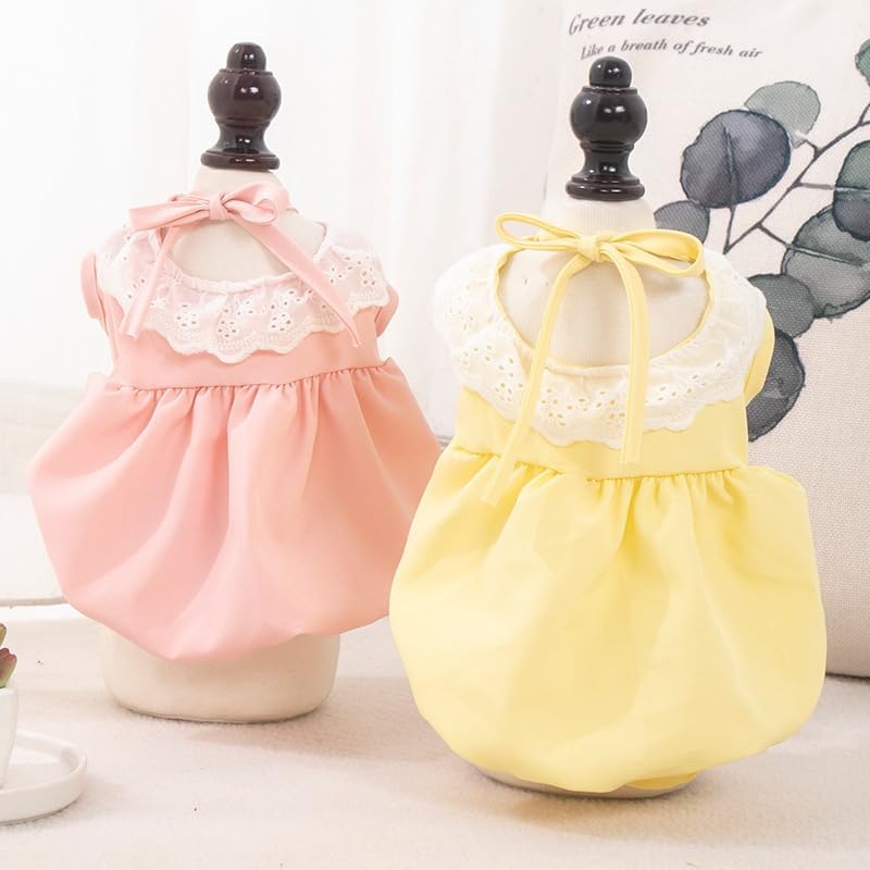 DICOCO Dog Clothing Cat Costume ペットワンピース Sleevelessふんわりドレス For summer use coolしい ポリエステルSoftらかMaterial Scalabilityあり Small Dog Medium-sized dog for Cats おPrincess style  popularity Cuteい ペットファッション イエロー L