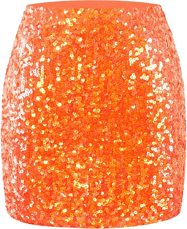 Maner Women's Sequin Skirt Sparkle Stretchy Bodycon Mini Skirts Night Out Party