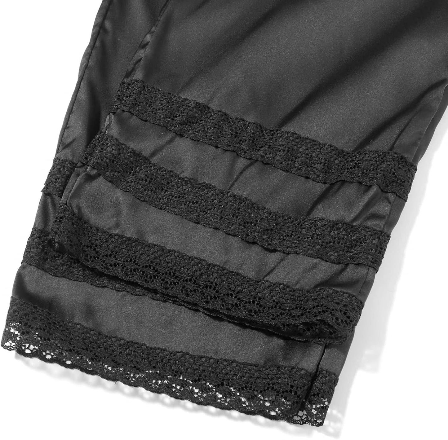 Gaono Women's Silk Pettipants Slip Ankle Length Snip-it Pant Liner Satin Culotte Slip Elastic Waistband Lace Sleep Pants